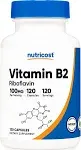 Nutricost, Vitamin B2, Riboflavin, 100 mg, 120 Capsules