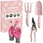 WORKPRO 4PIECE Hand Garden Tool Set Hand Rake Trowel Pruning Shear Garden Gloves