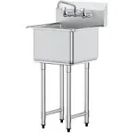 VEVOR 18 x 41 in. Stainless Steel Prep & Utility Compartment Free Standing Small Commercial Single Bowl Sinks