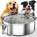 oneisall 7L/230oz/1.8G Dog Water Fountain for Large Dogs, Stainless Steel Super Quiet Dog Fountain Water Bowl, Triple Filtration Automatic Pet Water