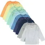 10-Pack Organic Cotton Long Sleeve T-shirts Rainbow Blues / 3-6M