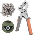 KING PIECES Grommet Tool Kit Handheld Hole Punch Pliers Portable Grommet Hand Press Manual Puncher w/ 500pcs Silver Grommets of 1/4 Inch (6mm)