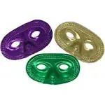 Podzly 50 Mardi Gras Masks - Metallic Masquerade Half Party Masks - Ideal for Mardi Gras Celebrations, Prom Parties, Ballroom Events & Masquerade Balls - Comes in 3 Colors