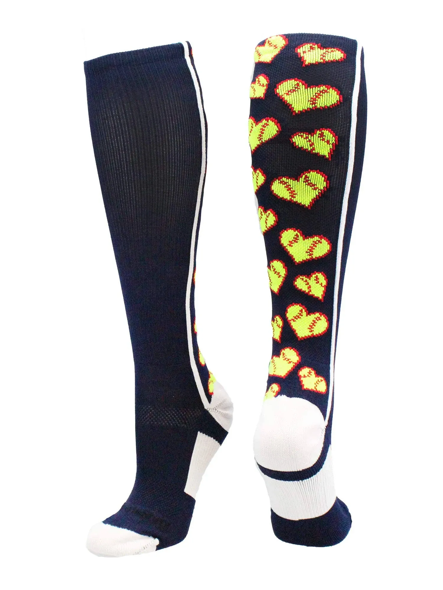 MadSportsStuff Softball Socks with Love Softball Hearts for Girls or Women ...