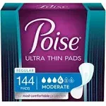 Poise Ultra Thin Incontinence Pads with Wings & Postpartum Incontinence Pads, 3 Drop Light Absorbency, Regular Length, 132 Count, Packaging May Vary