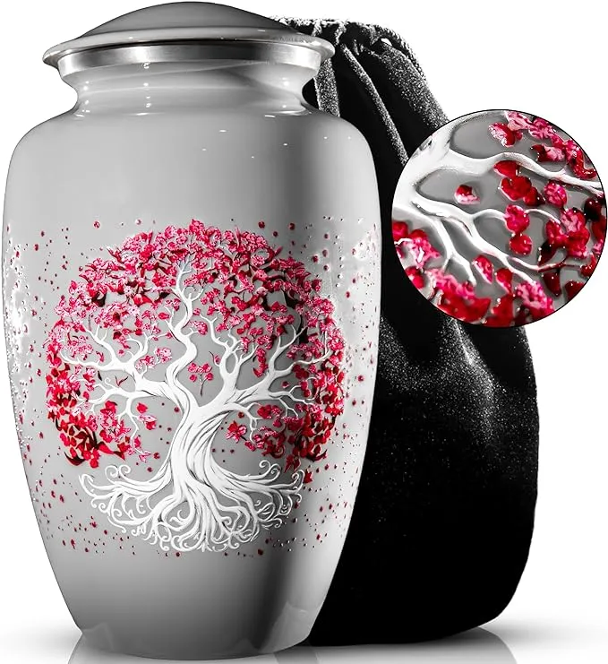 Handcrafted Decorative Urns for Ashes Adult Male & Female Funeral Cremation Large Burial Urns (Adult Urn, Pink)