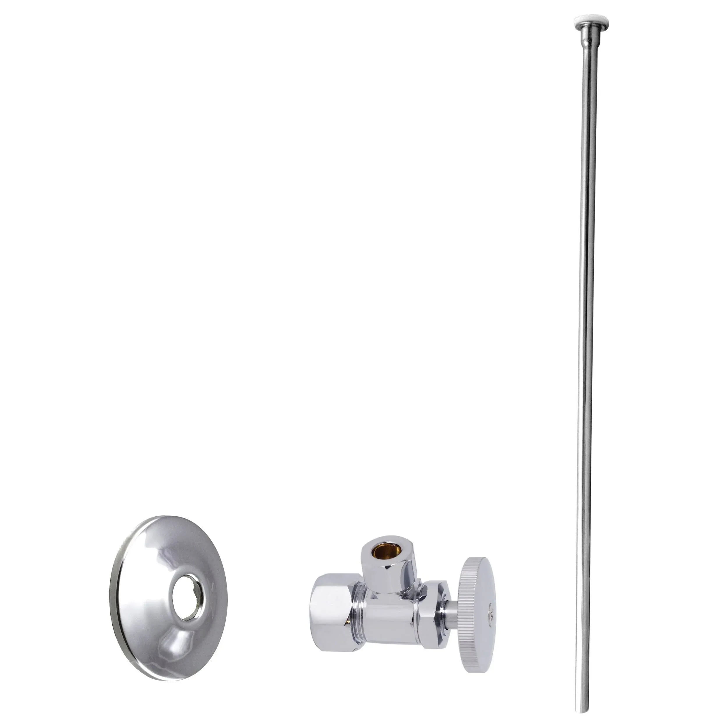 Toilet Kit, 5/8" OD x 3/8" OD x 20" Flat Head in Polished Chrome