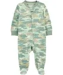 Carter's Baby Boys Camo 2-Way Zip Thermal Sleep & Play Pajamas 3M Green