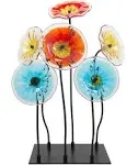 Dale Tiffany 6-Piece Flower Garden Handcrafted Art Glass Decor with Stand