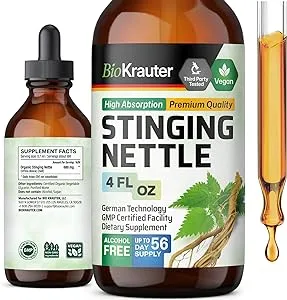 Stinging Nettle Tincture 4 fl oz Alcohol-Free Liquid Extract Organic Stinging Nettle Leaf and Root (Urtica Dioica)