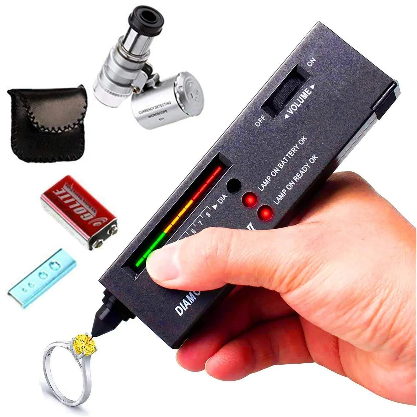 Diamond Tester60x LED Magnifying Glasses Jeweler Tool Kit Combo