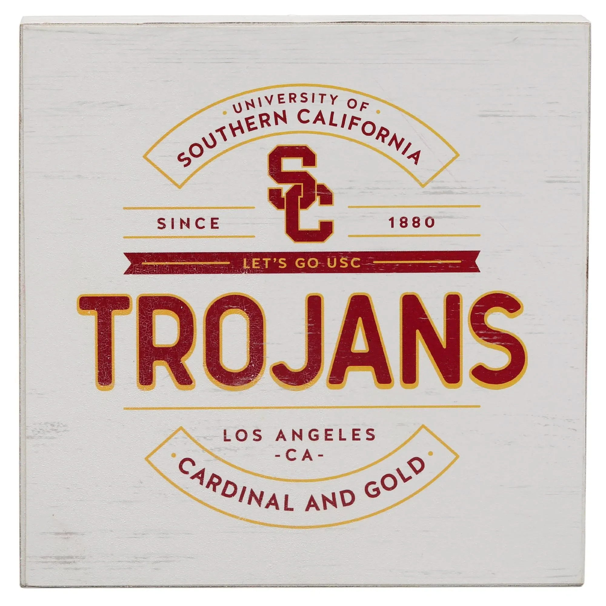 University of Southern California Trojans Wood Wall Decor - Vintage USC Trojans Box Sign for Man Cave, Office or Dorm Room