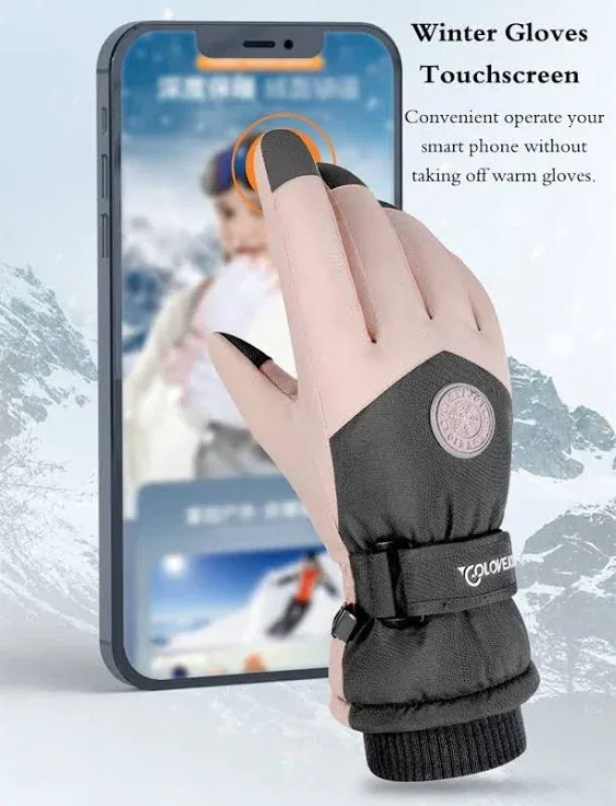 Winter Ski Snow Gloves for Men, Women, Youth | Touchscreen & Waterproof Cold Weather Hand Warming Gloves Winter Work Gloves