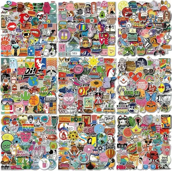 600 pcs Cool Random Stickers Vinyl Skateboard Waterproof Stickers, Variety Pack for Laptop Guitar Water Bottle Car Luggage Sticker