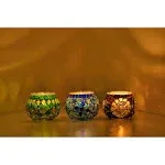 Kafthan Mosaic Glass Tealight Candle Holder Set of 3