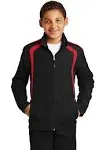 SPORT-TEK Boys Colorblock Raglan Jacket, Medium, True Navy/Gold