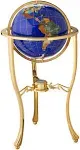 36&#034; Tall Blue Lapis Gemstone World Globe with Tripod Gold Floor Stand w 50ST