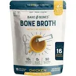 Bare Bones Bone Broth Instant Powdered Beverage Mix, Chicken, Pack of 16, 15g Sticks, 10g Protein, Keto & Paleo Friendly