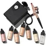 Luminess Air Basic Airbrush Makeup Kit and 9-Piece Silk 4-In-1 Airbrush Foundation Starter System, Warm Coverage - Quick, Easy and Long Lasting Application - Includes Primer, Blush and Glow