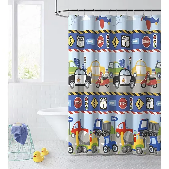 Dream Factory Cars and Trucks Shower Curtain, 72x72