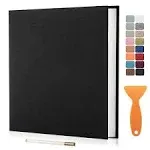 Large Photo Album Self Adhesive Scrapbook Album for 4×6 5×7 8×10 Pictures DIY Magnetic Linen Cover Album 40 Pages for Family Wedding Gifts with Metal Pen and Plastic Board