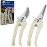 BUGUI Bypass Garden Pruning Shears - 2 Pack, Ultra Lightweight Hand Pruners Make Cut Smooth & Clean, Professional Gardening Scissors for Cutting Live Flowers, Plants, Light Branches