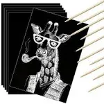 Scratch Paper Art Set Kids Craft Kits Scratch Off Paper Black Coated Scratchb...