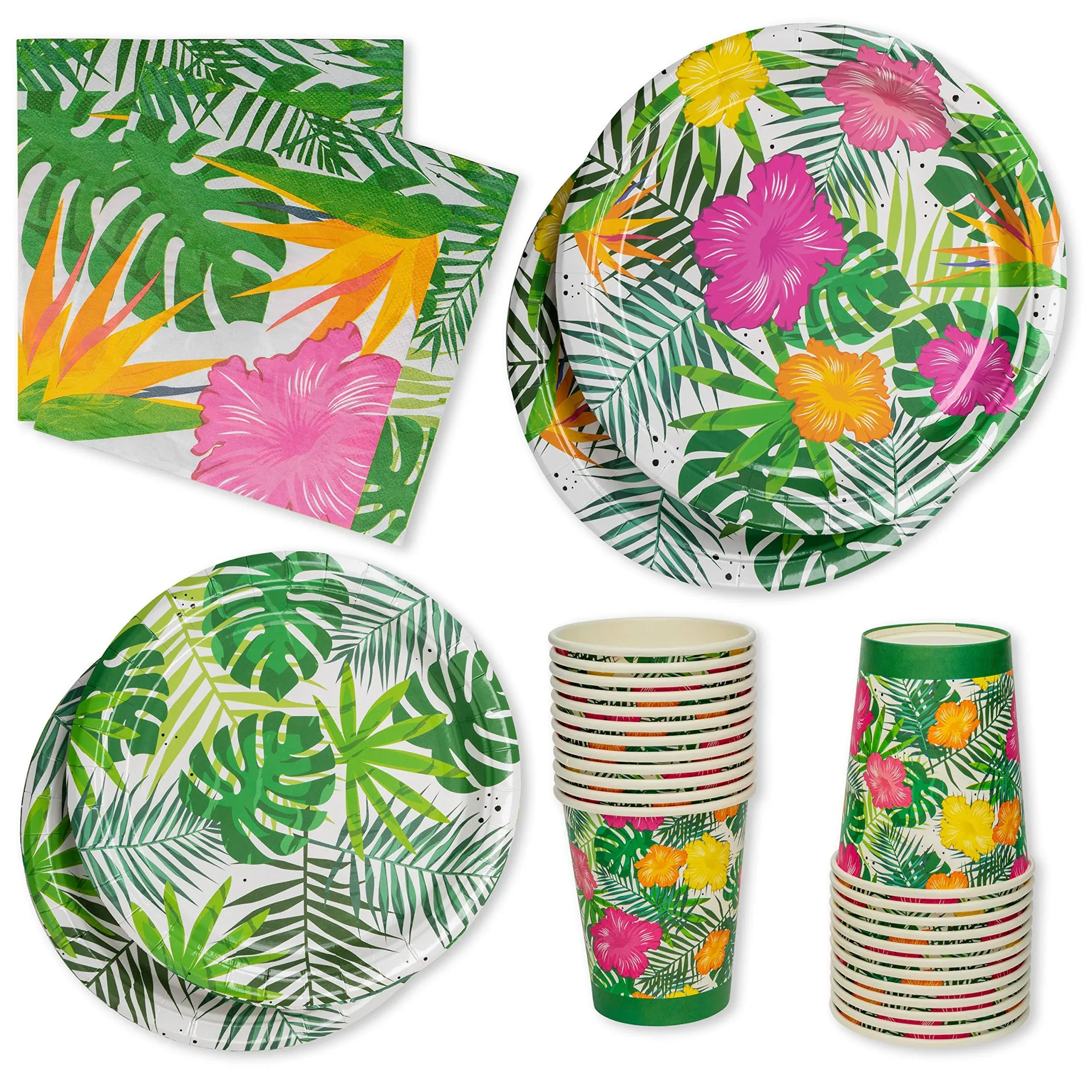 Royal Bluebonnet Luau Plates and Napkins Party Supplies - Set of Tropical Party Plates, Hawaiian Plates and Napkins, Tropical Paper Plates, Luau Party Plates, Hawaiian Party Plates, Tropical Plates