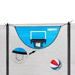 MINAYI Trampoline Basketball Hoop with Small Basketballs Breakaway Rim for Dunking Waterproof Sunscreen Trampoline Accessory for All Ages A