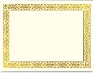 Geographics Foil Certificates, 8-1/2" x 11", Rome Gold, Pack of 90