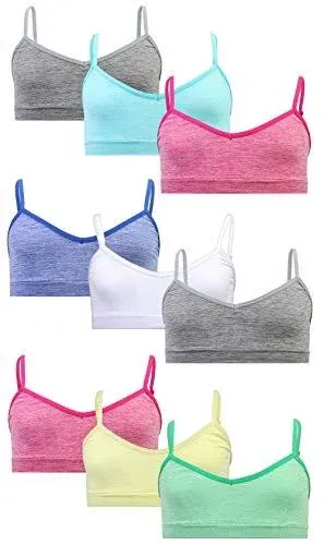 Sweet & Sassy Girls Seamless Training Bra Cami Training Bra Stretch Performance Seamless Bra 9 Pack