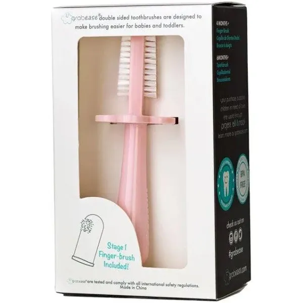 Grabease Double Sided Baby/ Toddler Toothbrush - Children 6 Months - 4 Years Old, (Blush)