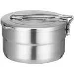 Stainless Steel Camping Cook Pot with Lid and Folding Handle Camping Cookware 1.5L Large Capacity Bento Pot for Camping, Hiking, Picnic