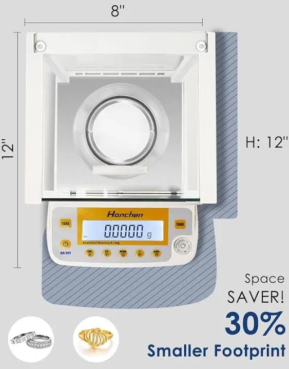 Hanchen Electronic Analytical Balance 0.1mg 220g Precise Digital Scale for Lab Pharmacy Chemical Plant Jewelry Store