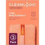 Cleanlogic Bath and Body Exfoliating Body Scrubber, Large Exfoliator Tool for Smooth and Softer Skin, Daily Skincare Routine, Assorted Colors, 3