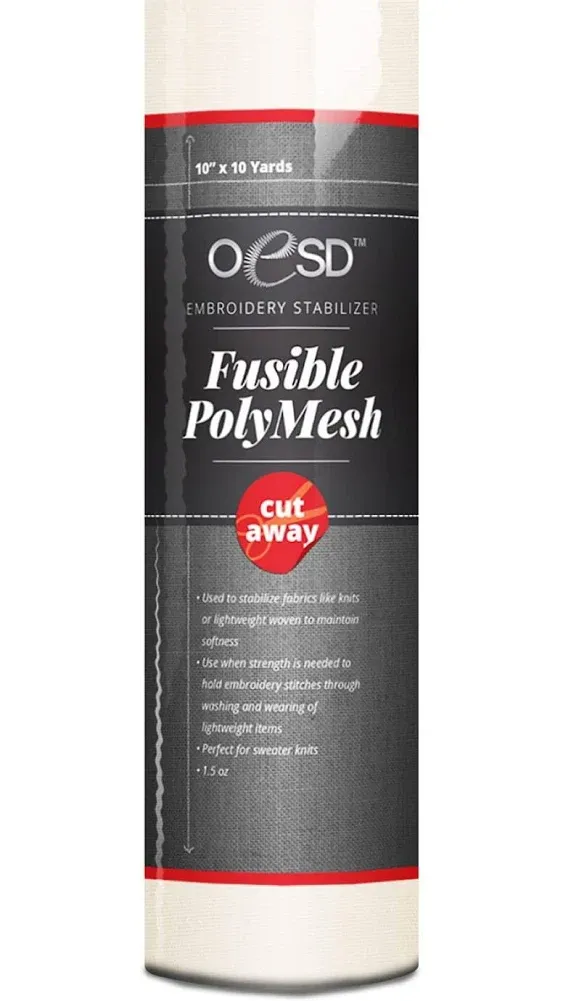 OESD Polymesh Fusible Cut-Away Stabilizer White 10" x 10 Yard Roll