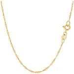 14K Yellow Gold Singapore Chain Necklace, 1.5mm, 16"