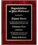 8x10 Piano Wood Custom Retirement Plaque - Personalized Award for Retiree