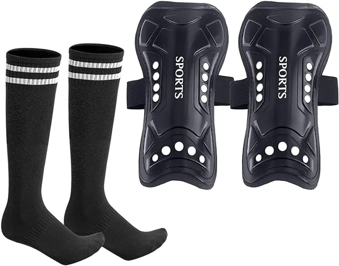 Soccer Shin Guards for Youth Kids with Soccer Socks, 3 Sizes Shin Pads Child Calf Protective Gear Lightweight Adjustable Equipment for 3-15 Years Old Girls Boys Toddler Kids Teenagers