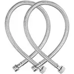 uxcell Faucet Supply Line Connector G1/2 Female x G1/2 Male 24 Inch Length 304 Stainless Steel Hose 2Pcs