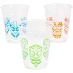 Fun Express Tiki Plastic Cups - Bulk Set of 50, Each Holds 16 oz - Luau, Pool and Summer Party Supplies