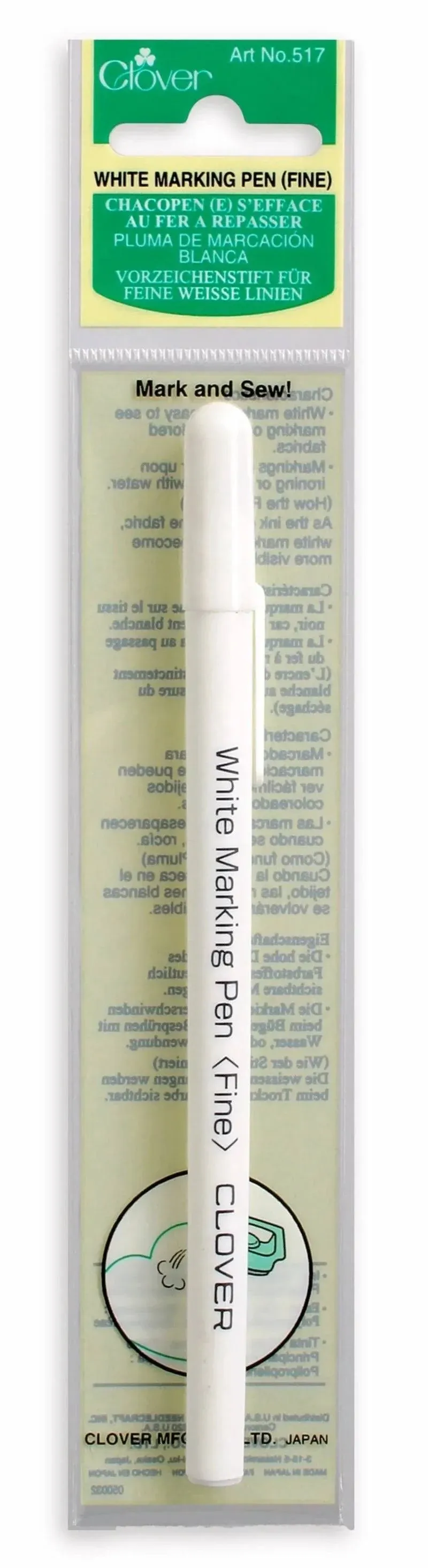 Clover Water-Soluble Marking Pen - Fine-White