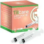 5ml Syringe Without Needle Luer Lock 100 Pack by Tilcare - Sterile Plastic Medicine Droppers for Children, Pets or Adults – Latex-Free Oral Medication Dispenser - Syringes for Glue and Epoxy