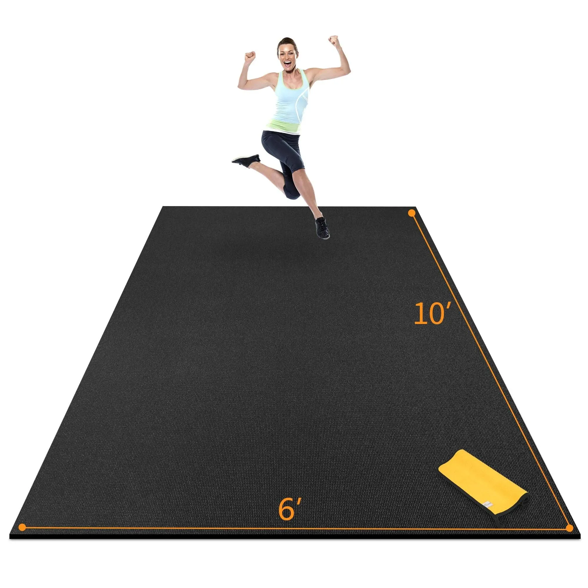 Extra Large Exercise Mat for Home Workout, 8'x6'/10'x6'/12'x6' Ultra Durable, Non-Slip, Thick Workout Mat for Home Gym, High-Density Fitness Mat for Jump Rope, Weights, Cardio, Stretch, Shoe-Friendly