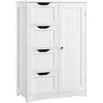 Yaheetech Wooden Bathroom Floor Cabinet with 4 Drawers White