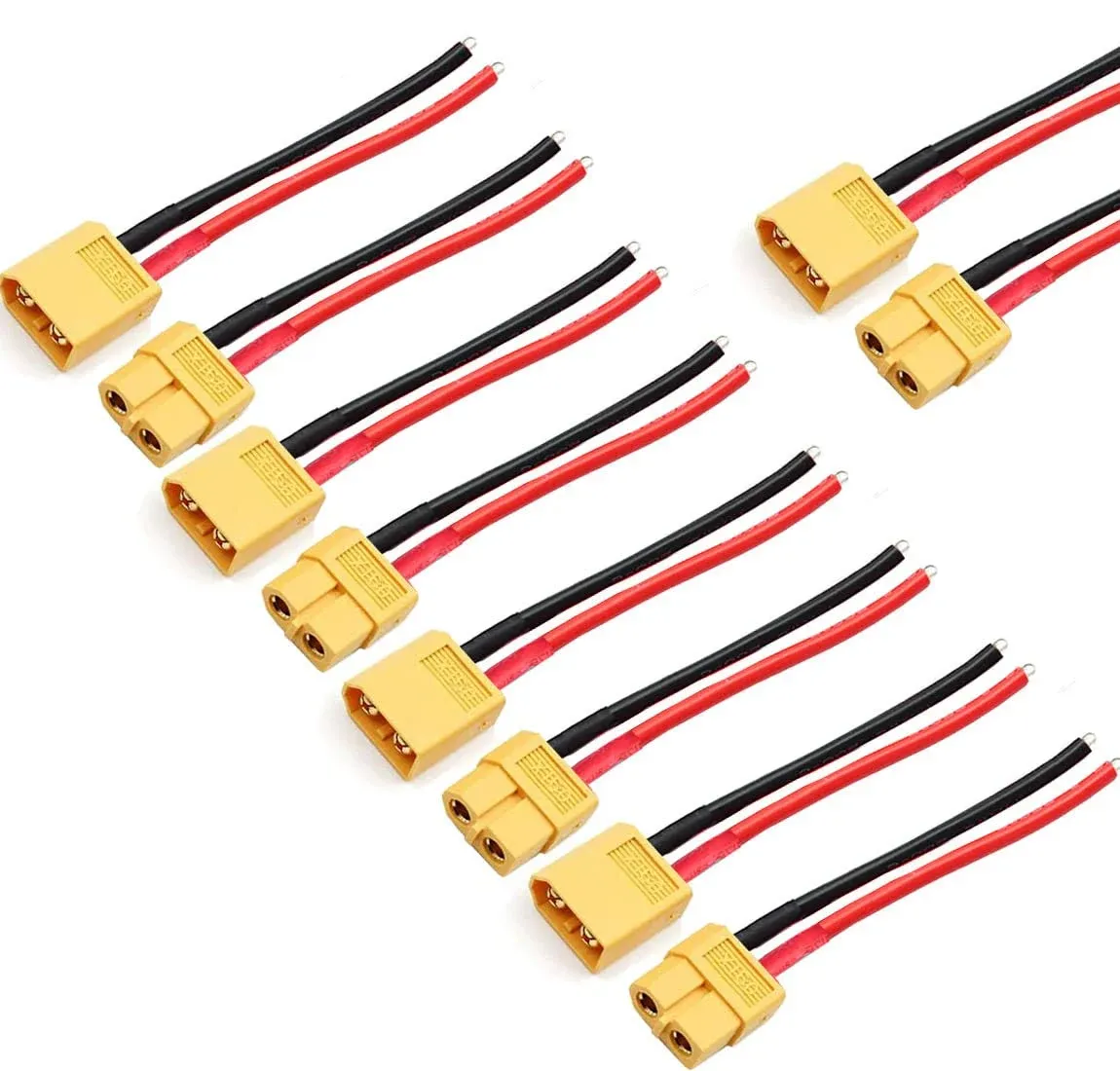 5 Pairs XT30 Pigtail,XT30 Male and Female Plug,XT30 Connector Adapter with 10cm 16AWG Silicone Wire for RC Lipo Battery FPV Racing Drone…