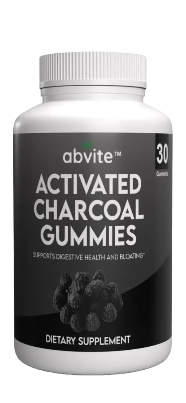 Abvite Plant-Based Activated Charcoal Gummies, Vegan Friendly, Non-GMO. Supports Digestive Health and Bloating.30-Day Supply