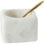 Creative Co-op White Marble Bowl with Brass Spoon