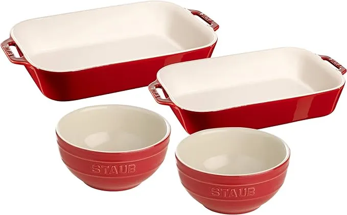 Staub Ceramic bakeware Set, 4-pc, Cherry