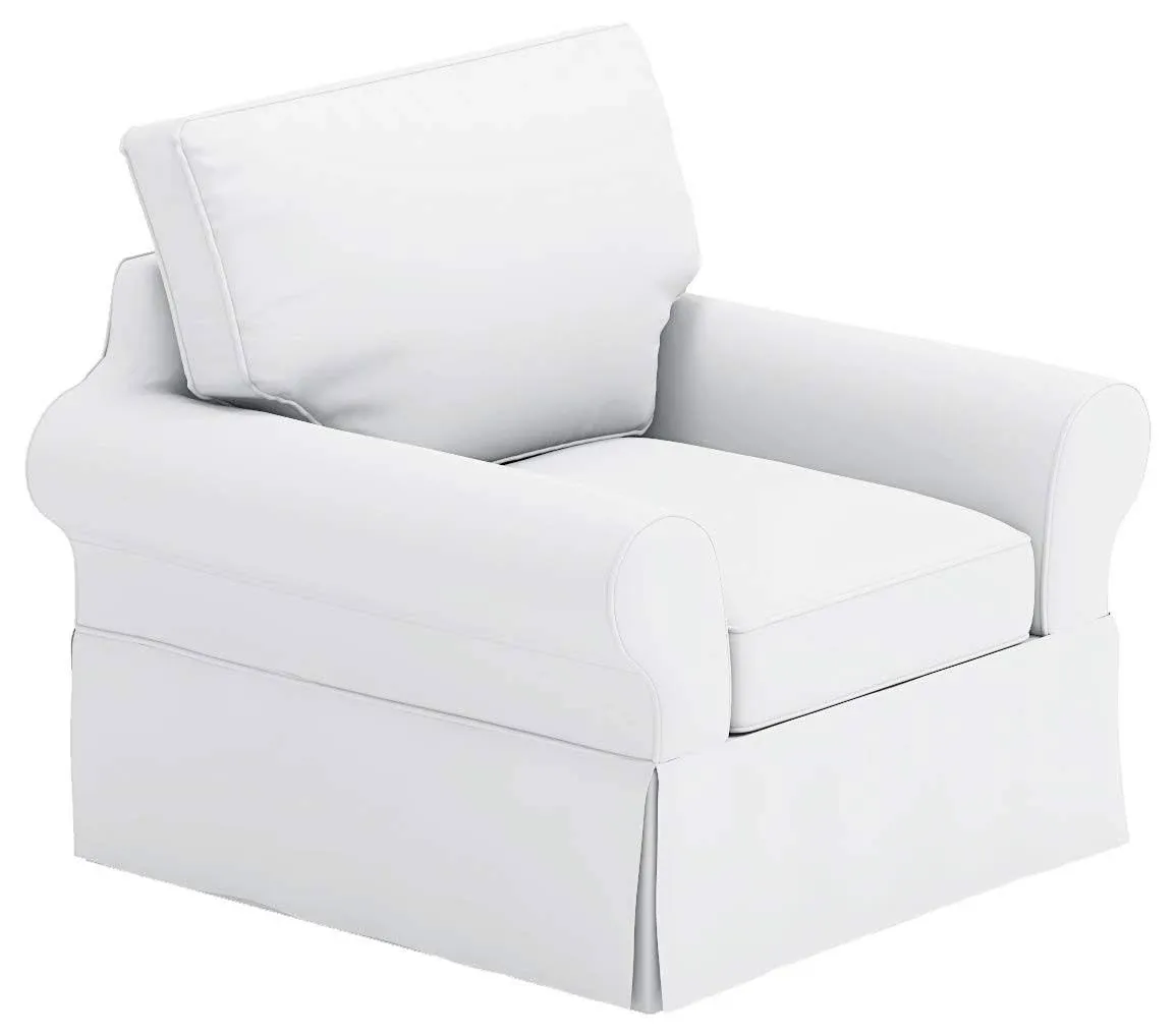 Heavy Cotton Chair Cover is Sofa Slipcover Replacement. It Fits Pottery Barn PB Basic Chair (39.5" Wide, Not Grand Chair!) or Armchair (Basic White Cotton)